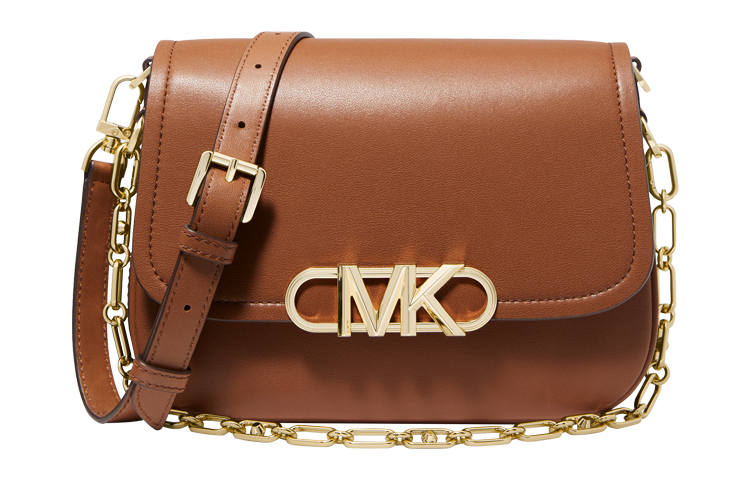 MICHAEL KORS PARKER Leather Saddle Bag, Messenger Bag, Shoulder Bag Women's Leather Brown