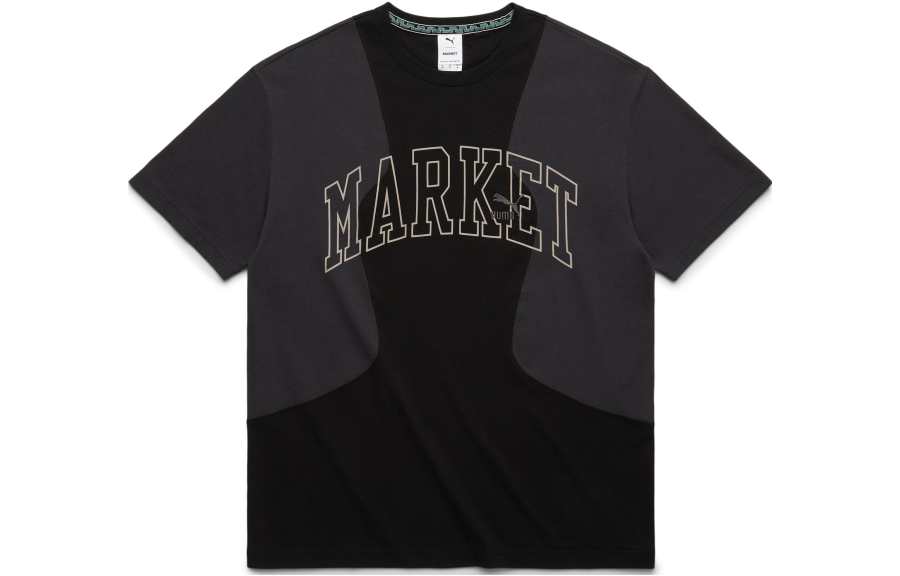 PUMA X MARKET T Shirts Men's Black Crew Neck Moderate Straight Fit