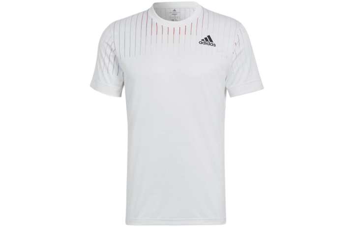 Adidas Adidas T Shirts Men's White Crew Neck Moderate Straight Fit