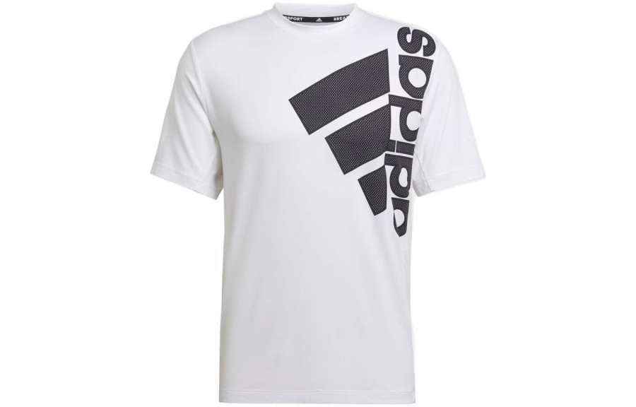 Adidas Adidas T Shirts Men's White Crew Neck Moderate Straight Fit
