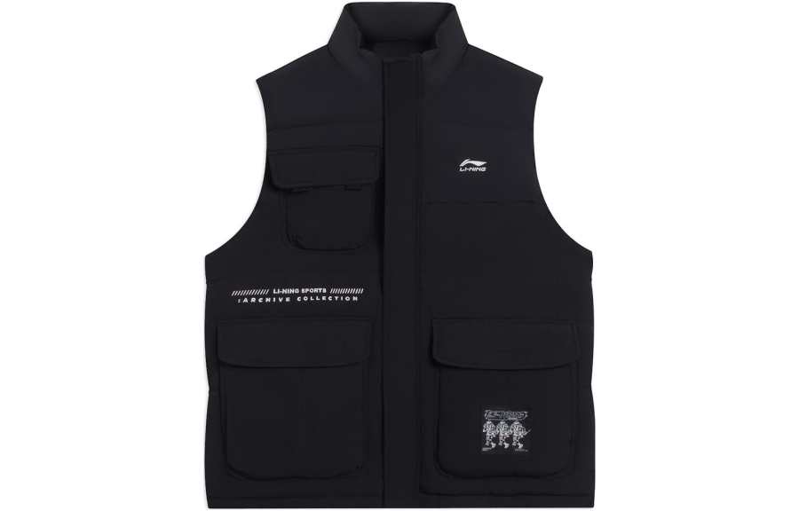 Li-Ning Li Ning Sports Fashion Collection Down Vests Men's Black Stand Collar Moderate Other