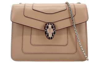BVLGARI Serpenti Forever Calfskin Crossbody Bag Small Women's Ecru