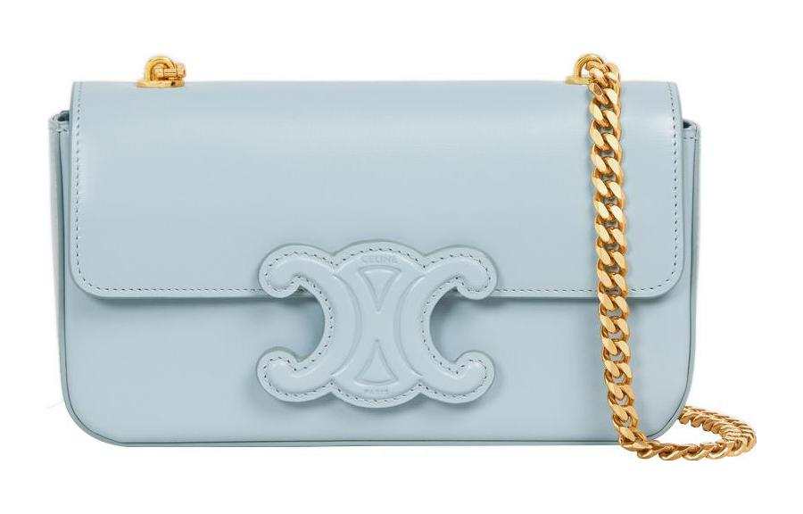 CELINE Triomphe Calfskin Crossbody Bag, Shoulder Bag Women's Blue