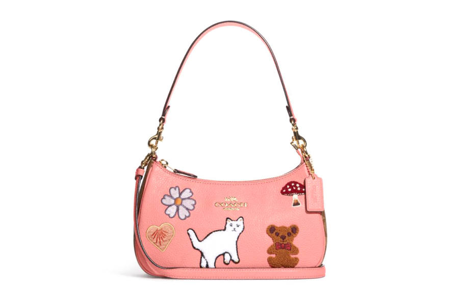 COACH Cow Leather Shoulder Bag, Crossbody Bag Women's Leather Pink