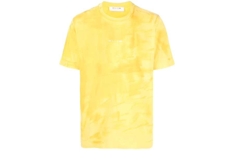 1017 ALYX 9SM T Shirts Men's Yellow Crew Neck Moderate Straight Fit