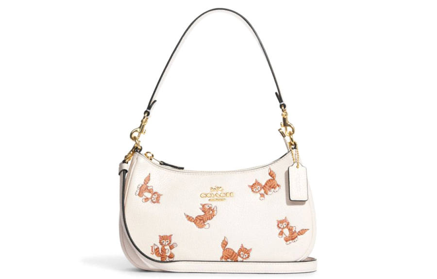COACH Teri Cow Leather Shoulder Bag, Crossbody Bag Medium Women's Chalk White Print