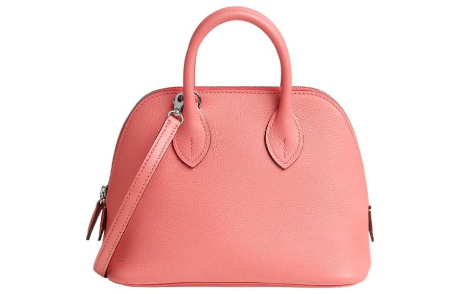HERMES Bolide Evercolor Calfskin Bowling Bag, Shoulder Bag, Crossbody Bag, Handbag Mini Women's Summer Pink/Orange Red