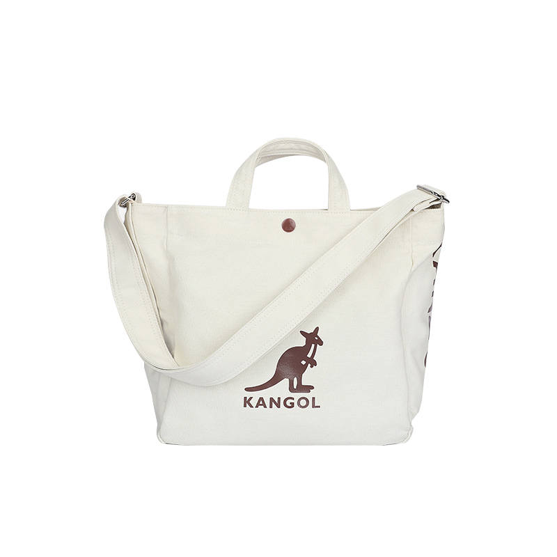 KANGOL Canvas Tote Bag, Shopping Bag, Canvas Bag, Shoulder Bag, Crossbody Bag, Handbag Unisex Black/Ecru