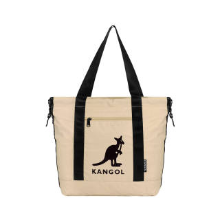 KANGOL Nylon Tote Bag, Shopping Bag, Commuter Bag, Handbag, Shoulder Bag Unisex Khaki/Black
