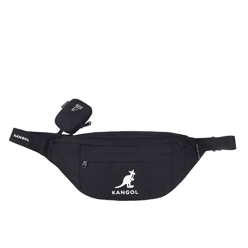KANGOL Canvas Crossbody Bag, Fanny Pack, Sling Bag Unisex Black/Gray/Khaki/Pink