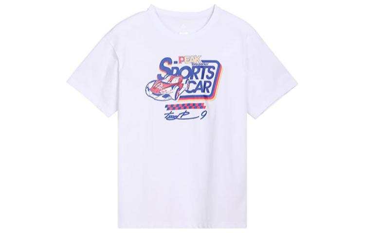 PEAK Crew Neck Fitted Straight Fit Short Sleeved T Shirt Unisex White