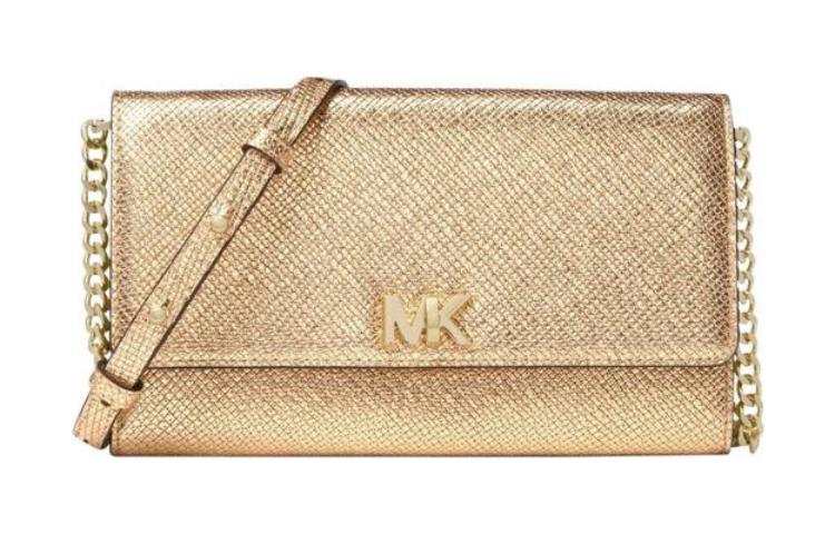 MICHAEL KORS Mott Leather Shoulder Bag, Crossbody Bag, Wallet Women's Gold