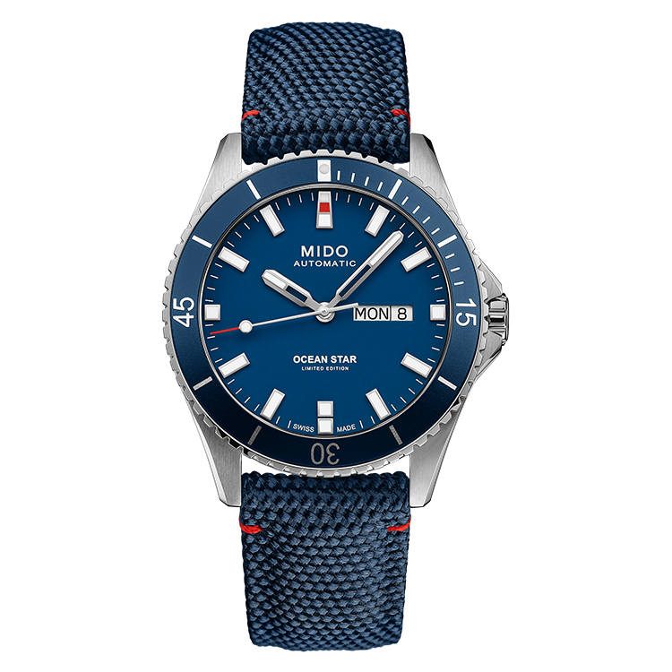MIDO Leader Submariner Automatic Mechanical Movement Men's Watches Watch Blue Dial Fabric Strap