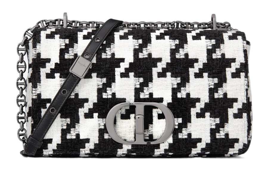 DIOR Caro Embroidery Shoulder Bag, Crossbody Bag Medium Women's Black/White