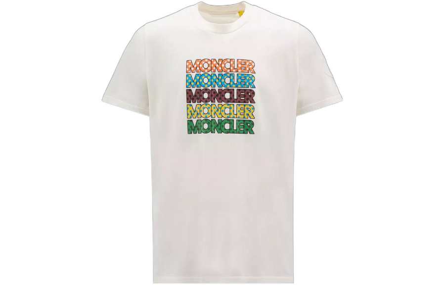 Moncler FW22 T Shirts Men's White Crew Neck Moderate Straight Fit