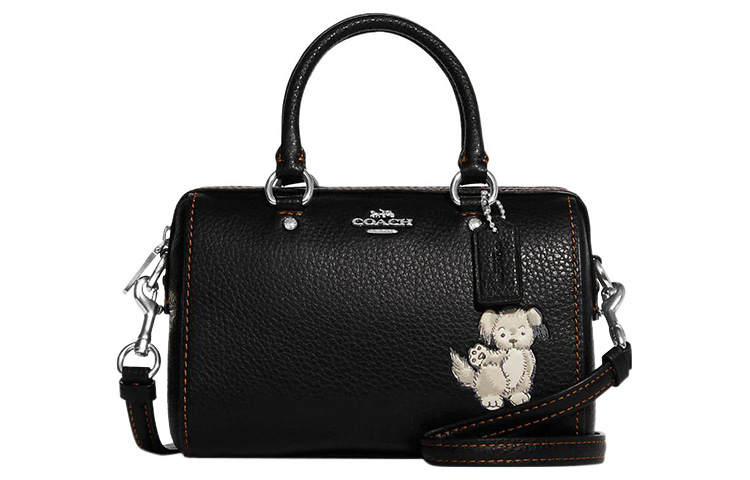 COACH Rowan Refined Pebble Cow Leather Crossbody Bag, Handbag Mini Women's Black