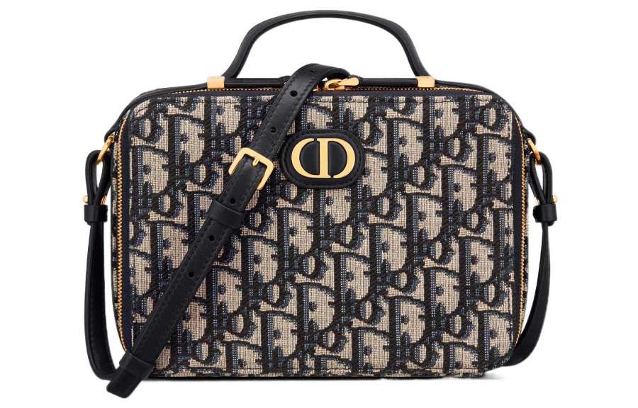 DIOR 30 Montaigne Jacquard Leather Portable Crossbody Bag, Shoulder Bag Regular Women's Blue