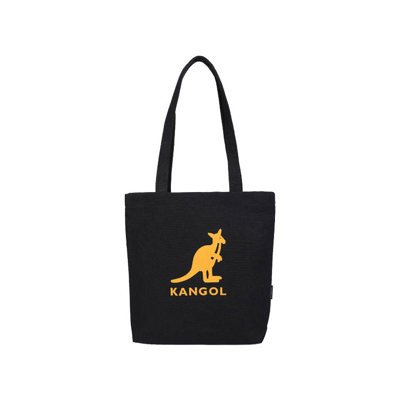KANGOL Canvas Shopping Bag, Canvas Bag, Tote Bag, Shoulder Bag Large Unisex Black/Ecru