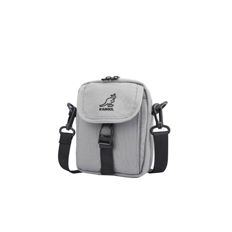 KANGOL Nylon Fabric Crossbody Bag, Shoulder Bag Unisex Black/Gray/Khaki