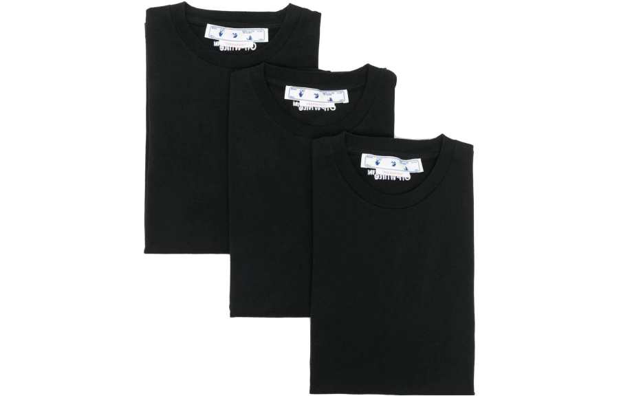 OFF-WHITE OFF WHITE T Shirts Men's 3 Pack Black+Black+Black Crew Neck Moderate