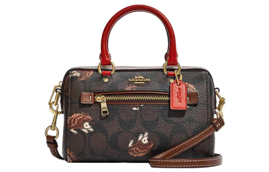 COACH COACH Rowan Artificial Leather Handbag Small Women's Brown & Black