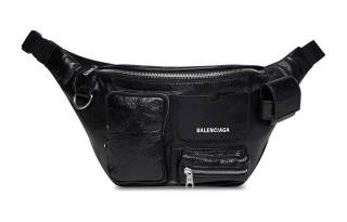 Balenciaga Superbusy Fine Grained Sheepskin Fanny Pack Men's Black