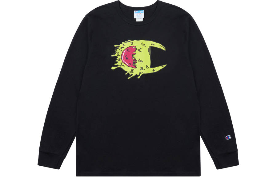 Champion T Shirts Unisex Black Crew Neck Moderate Straight Fit