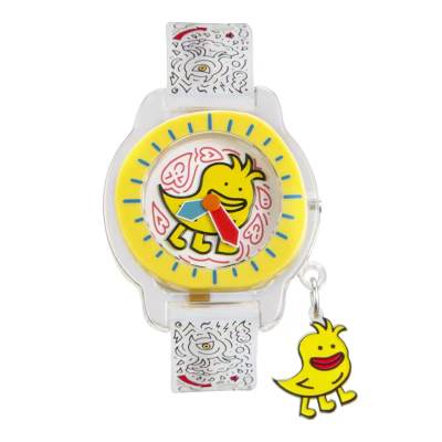 Xomad × Mr Doodle Quartz Movement Silicone Strap Watch Women's Watch White Dial