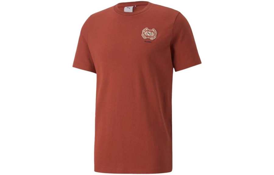 PUMA X Palomo Joint Series T Shirts Unisex Burgundy Crew Neck Moderate Straight Fit