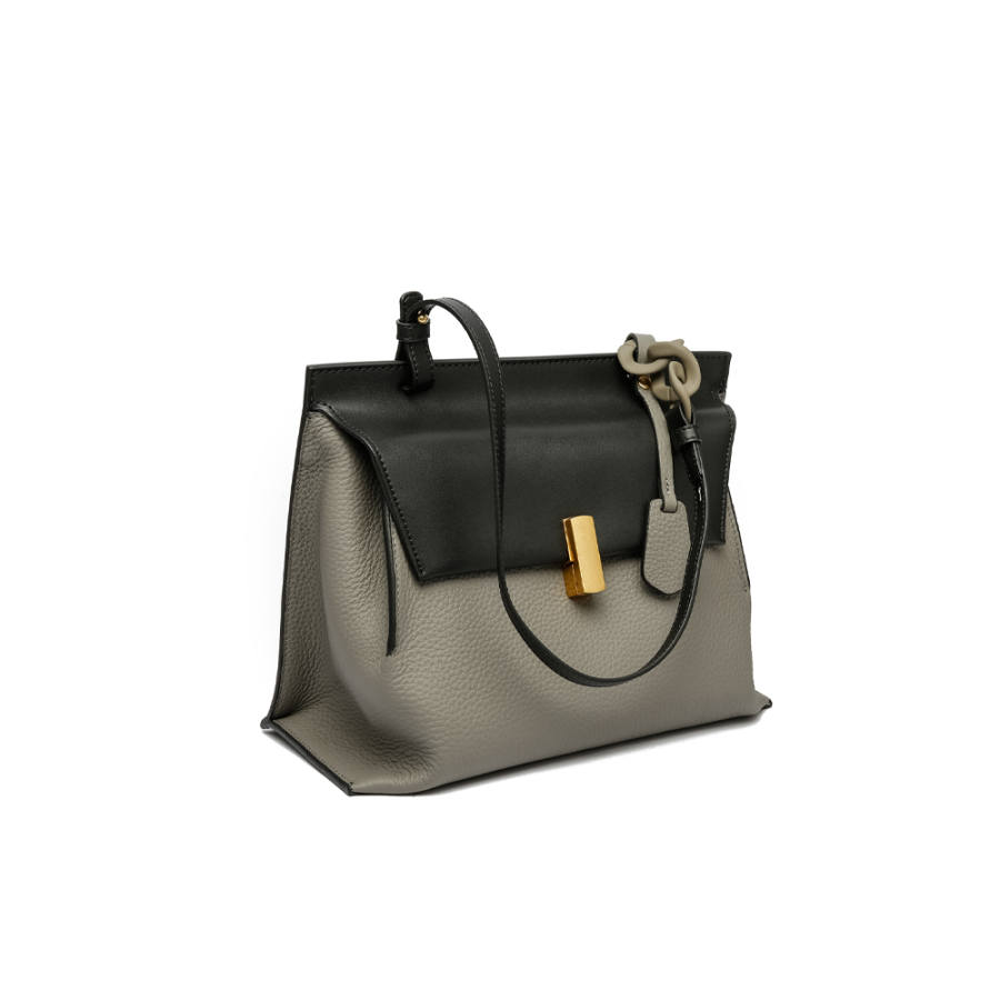 AJ AOIRJ Litchi Grain Genuine Leather Messenger Bag, Shoulder Bag Large Women's Black Gray/Khaki/Pine Green