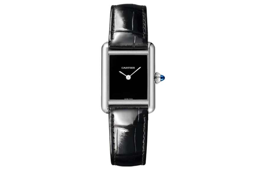 CARTIER TANK DE Quartz Movement 30m Waterproof Women's Watch 29.5*22mm Black Dial Stainless Steel Case