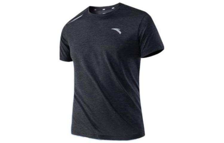 ANTA T Shirts Men's Black Crew Neck Moderate Straight Fit