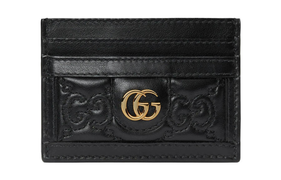 GUCCI GG Matelassé Leather Clutch Card Holder Small Women's Black