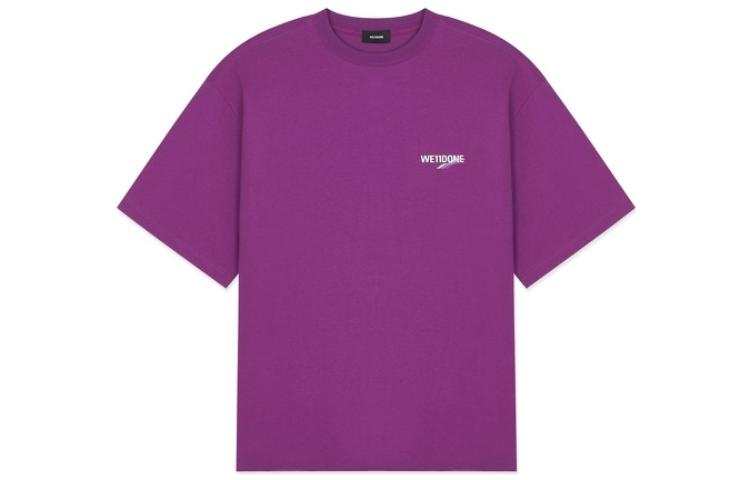 WE11DONE T Shirts Unisex Purple Crew Neck Moderate Straight Fit