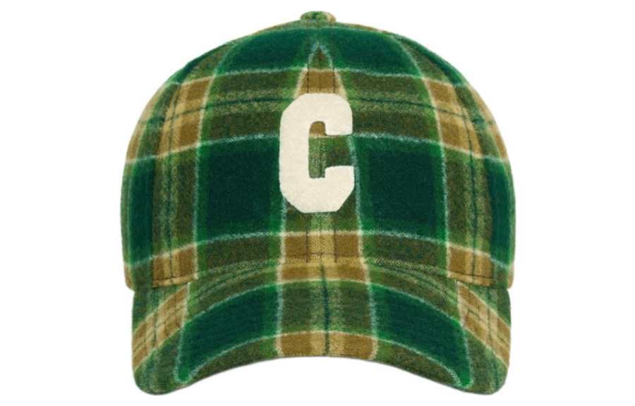CELINE CELINE Initial Snapback Cap In Checked Wool