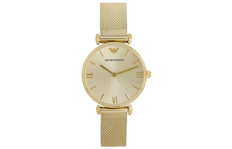 EMPORIO ARMANI Wrist Watches Quartz Movement Stainless Steel Watchband 32mm Gold Dial Women's Watch 30m Water Resistant