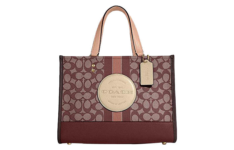 COACH Dempsey Fabric With Cow Leather Tote Bag, Shopping Bag, Shoulder Bag, Crossbody Bag, Handbag Large Women's