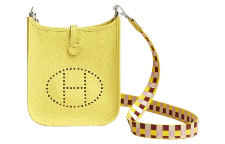 HERMES Evelyne Clemence Bullock Leather Crossbody Bag, Shoulder Bag 16 Women's Lemon