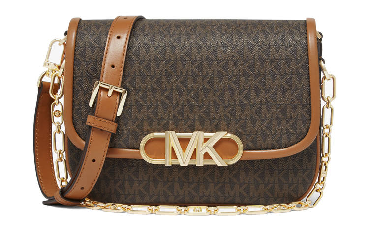 MICHAEL KORS PARKER Coated Canvas Crossbody Bags Medium Women's Dark Brown & Acorn Brown