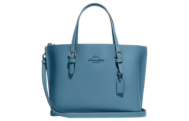 COACH Mollie Cow Leather Tote Bag, Shopping Bag, Shoulder Bag, Crossbody Bag, Handbag 25 Women's Pacific Blue