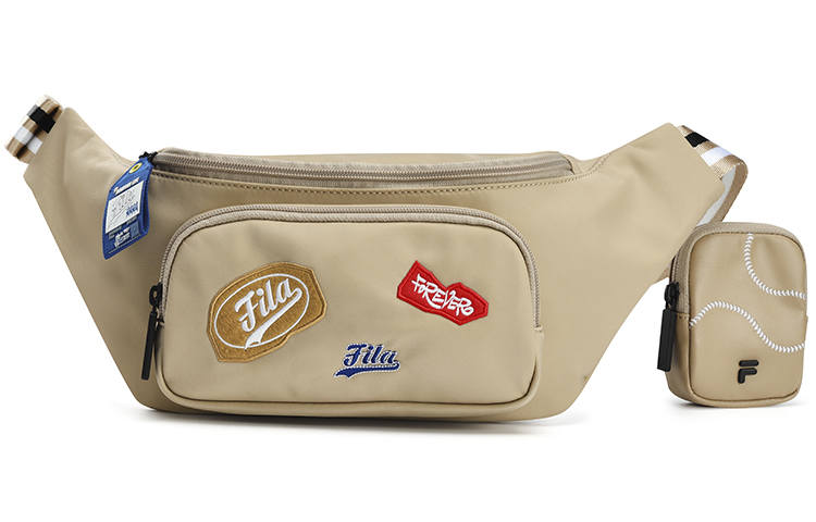 FILA FUSION PU Synthetic Leather Crossbody Bag, Shoulder Bag, Sling Bag, Fanny Pack Unisex Soy Milk Khaki