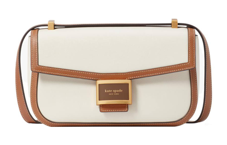 Kate Spade Cow Leather Crossbody Bag, Shoulder Bag Medium Women's White & Brown