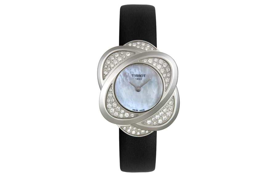 TISSOT Quartz Movement Women's Watch Mother of Pearl Color Watch Dial Stainless Steel Case Genuine Leather Strap