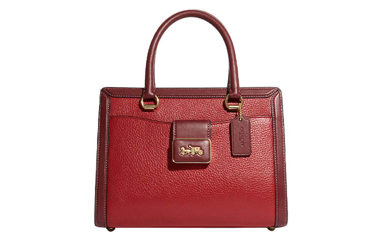 COACH Grace Cow Leather With Split Cow Leather Shoulder Bag, Crossbody Bag, Handbag Regular Women's Red Apple Color