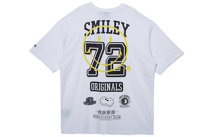 New Era × Smiley T Shirts Unisex White Crew Neck Moderate Straight Fit