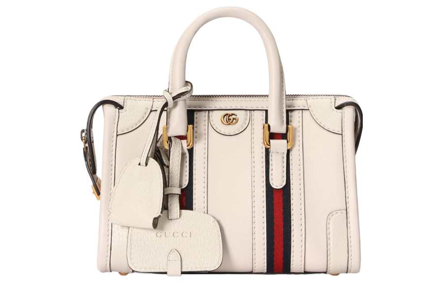 GUCCI Smooth Finish Leather Travel Bag, Shoulder Bag, Crossbody Bag, Handbag Mini Women's White