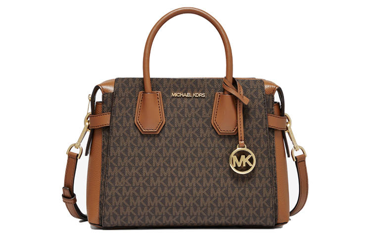 MICHAEL KORS Mercer Cow Leather Handbag Small Women's Dark Brown/Acorn Brown