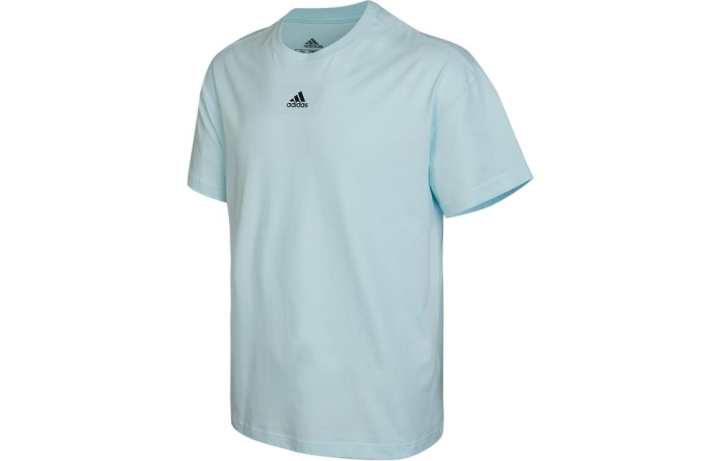 Adidas Adidas T Shirts Men's Sky Blue Crew Neck Moderate Straight Fit