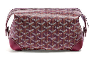 GOYARD Canvas With Heifer Skin Travel Bag Toiletry Bag Unisex Burgundy