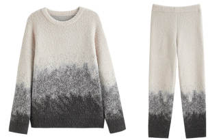 Same Language Coral Fleece Long Sleeved Stripes Thickened Loungewear Gradient Rendering Half Suede Fleece Lined